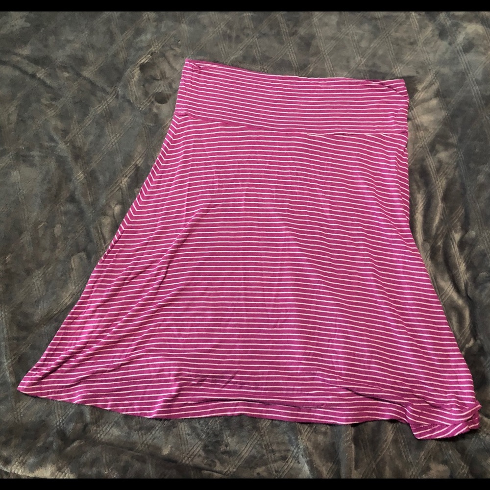 Purple Striped A-Line Skirt
